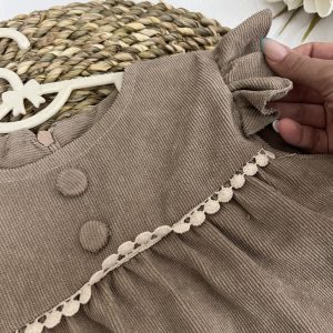 پیراهن سارافن مخمل کبریتی دخترانه 1 تا 4 سال کد 11903