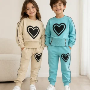 ست هودی و شلوار قلبی بچگانه 2 تا 8 سال کد 12202