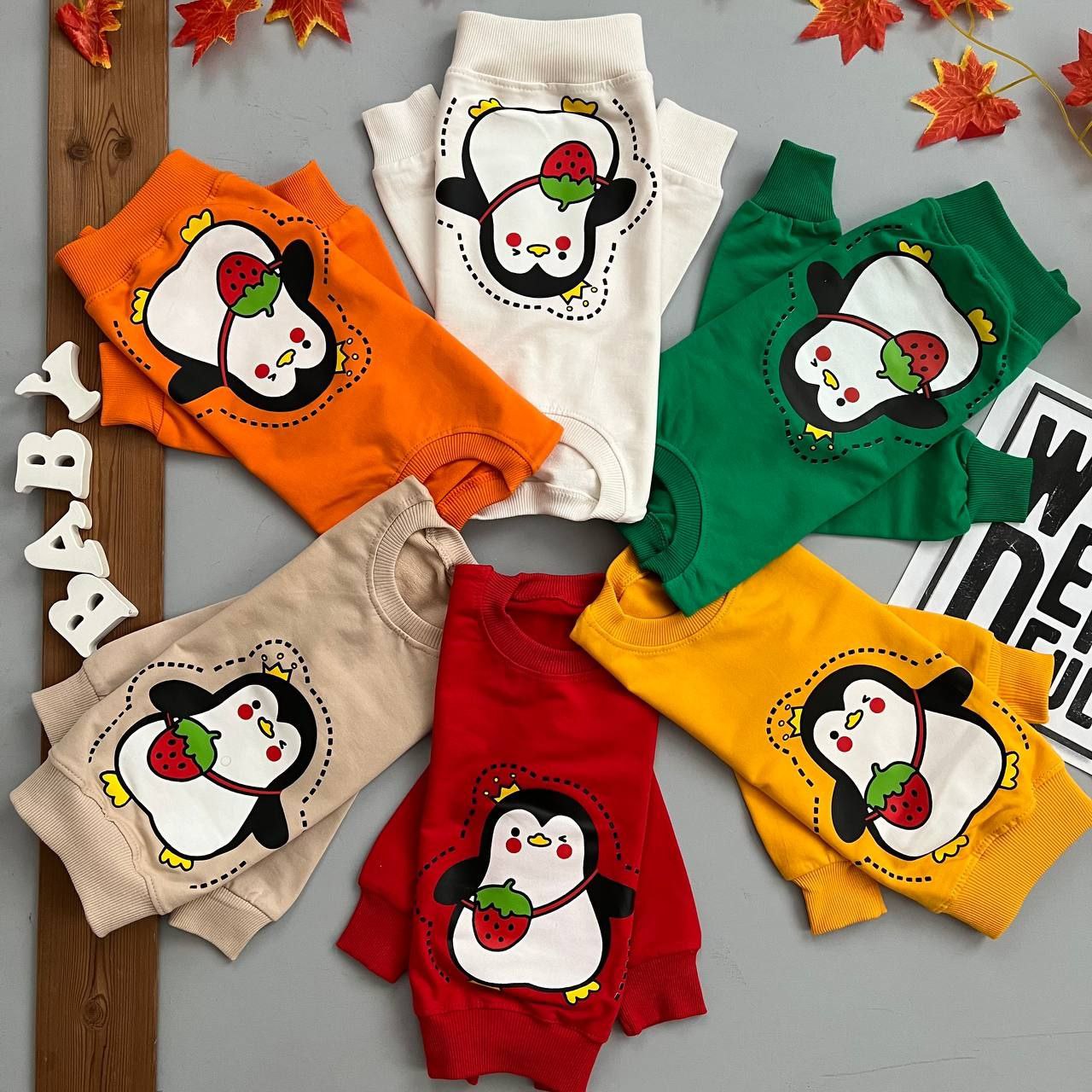 بلوز دورس بچگانه دخترانه و پسرانه پنگوئن 1 تا 3 سال کد 12102