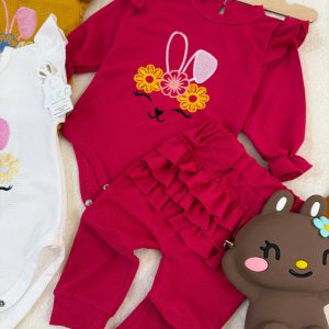 بادی شلوار دخترانه خرگوش وافلی 3 تا 18 ماه کد 11201