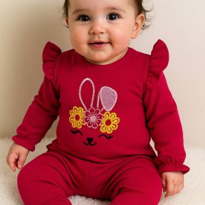 بادی شلوار دخترانه خرگوش وافلی 3 تا 18 ماه کد 11201