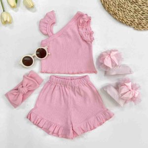تاپ شورتک هدبند دخترانه 3 ماه تا 2 سال کد 11301