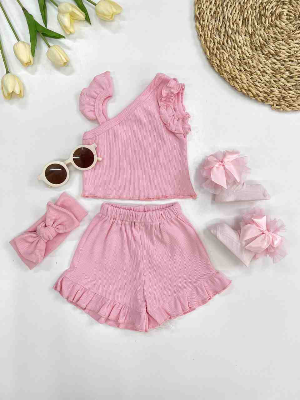 تاپ شورتک هدبند دخترانه 3 ماه تا 2 سال کد 11301