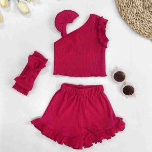 تاپ شورتک هدبند دخترانه 3 ماه تا 2 سال کد 11301