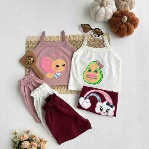 تاپ شورتک دخترانه چاپدار 6 تا 24 ماه کد 11311