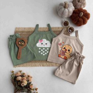 تاپ شورتک دخترانه چاپدار 6 تا 24 ماه کد 11311