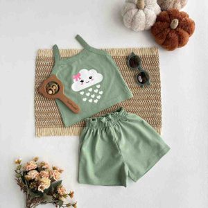 تاپ شورتک دخترانه چاپدار 6 تا 24 ماه کد 11311