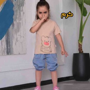 تیشرت و شلوارک لی دخترانه 2 تا 5 سال کد 11413