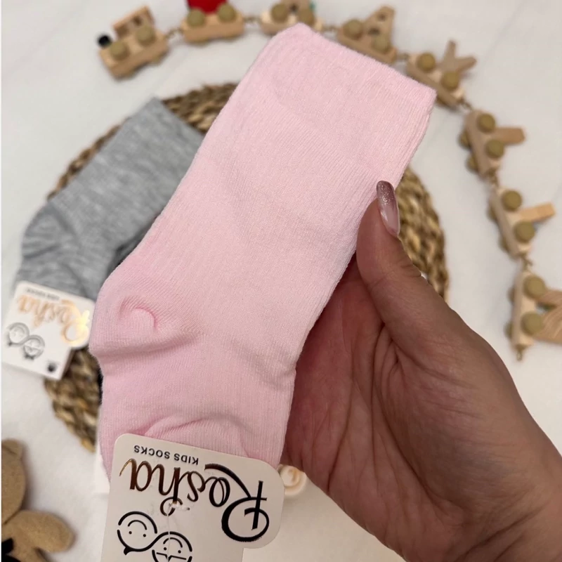 جوراب بچگانه ساق بلند ساده کد 12508