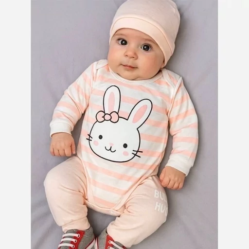سه تکه بادی شلوار کلاه بانی کد 11204