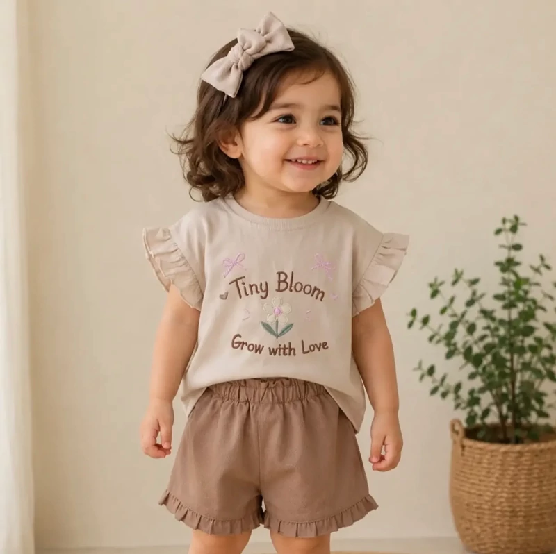 شورتک کتان کاغذی دخترانه 6 ماه تا 3 سال کد 11814