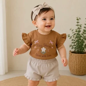 شورتک کتان کاغذی دخترانه 6 ماه تا 3 سال کد 11814