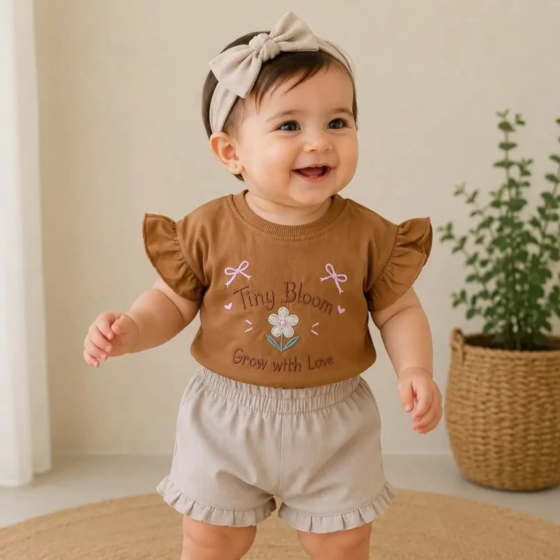شورتک کتان کاغذی دخترانه 6 ماه تا 3 سال کد 11814