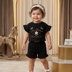 کراپ دخترانه گلدوزی 6 تا 36 ماه کد 11514