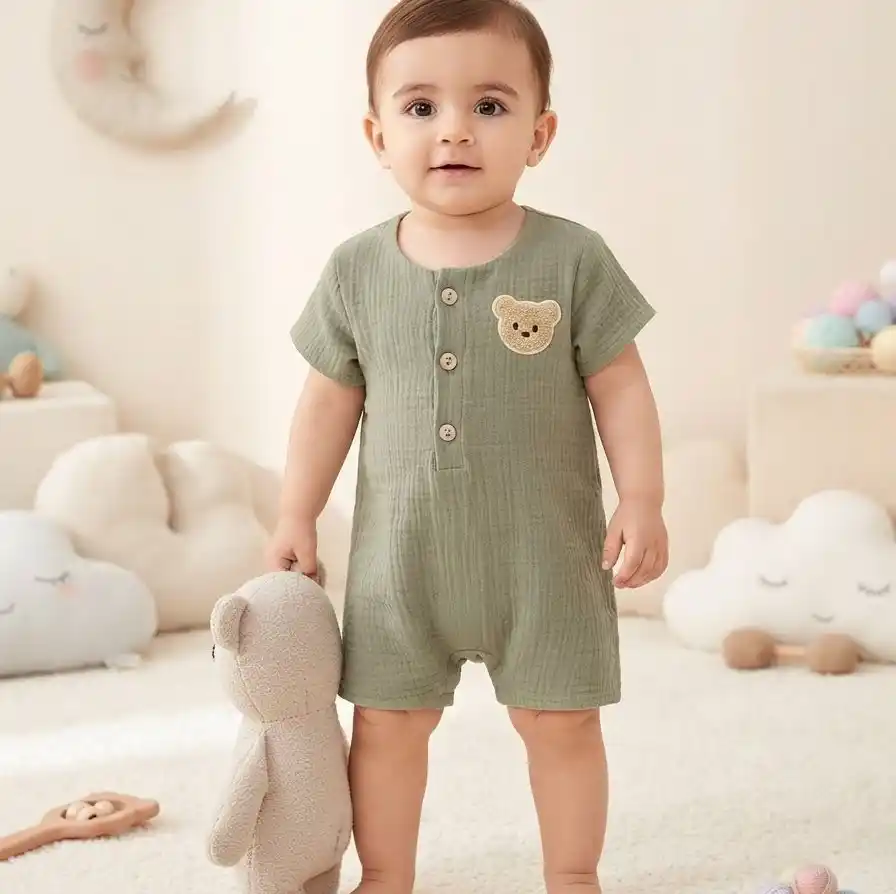 رامپر بچه گانه موسلین تدی 6 تا 24 ماه کد 11616