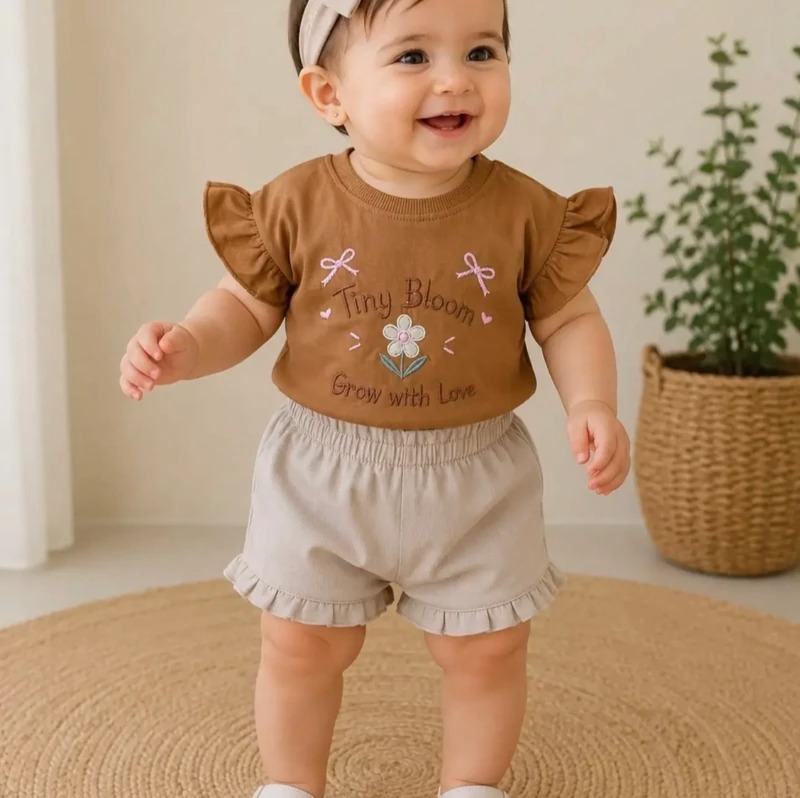کراپ دخترانه گلدوزی 6 تا 36 ماه کد 11514