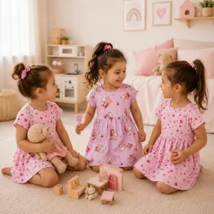 پیراهن دخترانه چاپی استیکری کد 11909