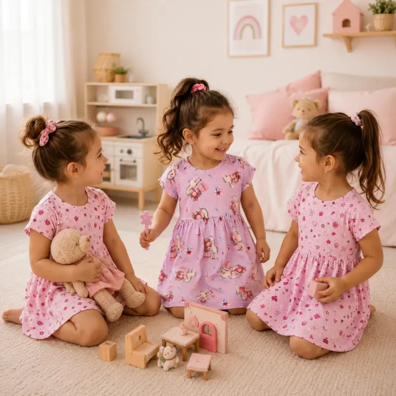 پیراهن دخترانه چاپی 2 تا 12 سال کد 11907