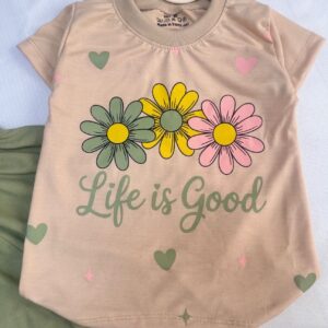تیشرت شلوارک دخترانه گل 2 تا 4 سال کد 11425