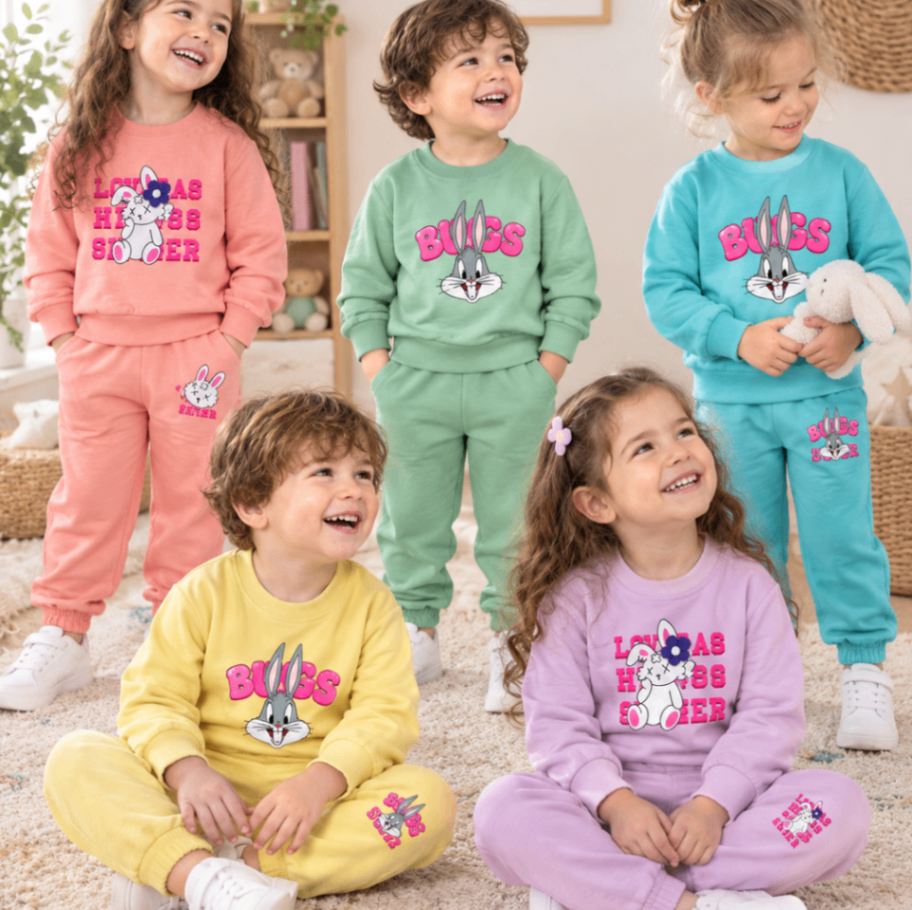 بلیز شلوار دخترانه خرگوش و گل کد 12025