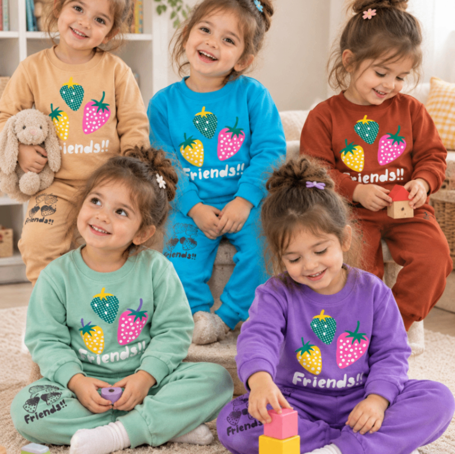 بلیز شلوار دخترانه توت فرنگی 1 تا 6 سال کد 12030